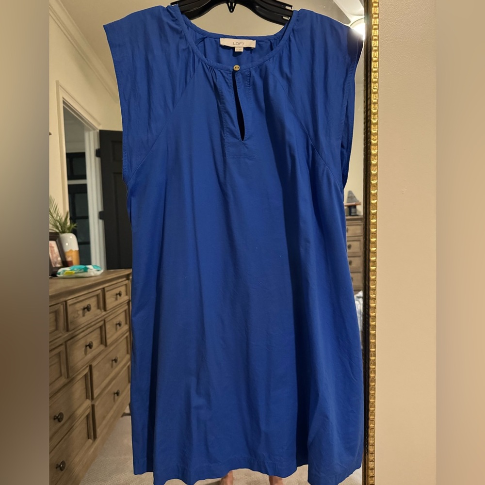 LOFT Royal Blue Button-Front Dress size Medium